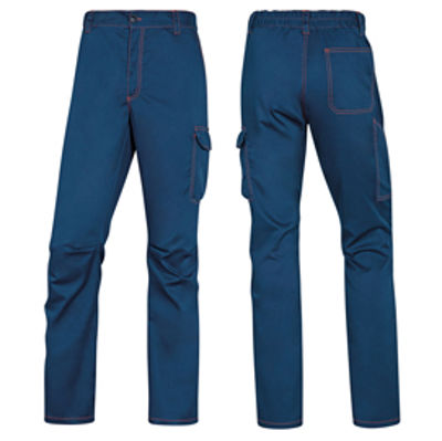 Immagine di Pantalone da lavoro Panostrpa - sargia/poliestere/cotone/elastan - taglia M - blu/arancio - Deltaplus [PANOSTRPAMOTM]