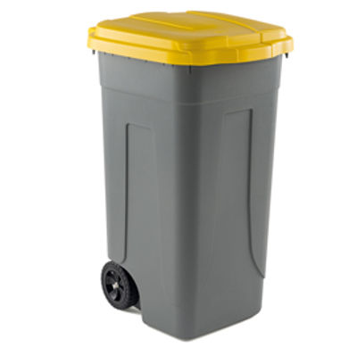 Immagine di Bidone mobile - grigio - 100Lt - coperchio giallo - Mobil Plastic [100/GRC-GIA]