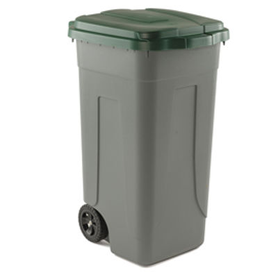 Immagine di Bidone mobile - grigio - 100Lt - coperchio verde - Mobil Plastic [100/GRC-VES]