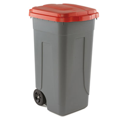 Immagine di Bidone mobile - grigio - 100Lt - coperchio rosso - Mobil Plastic [100/GRC-ROB]