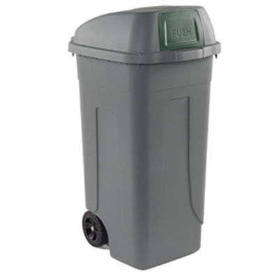 Immagine di Bidone mobile Push - con coperchio - 49x54x95 cm - 100 L - grigio/verde - Mobil Plastic [100P/GRC-VES]