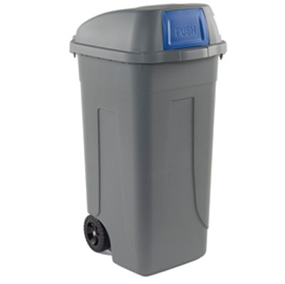 Immagine di Bidone mobile Push - con coperchio - 49x54x95 cm - 100 L - grigio/blu - Mobil Plastic [100P/GRC-BLB]