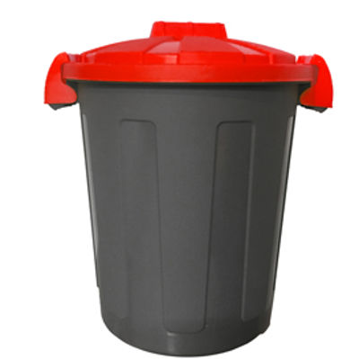 Immagine di Contenitore portarifiuti Dusty - diametro 36 cm - altezza 45 cm - 25 L - coperchio rosso - nero - Mobil Plastic [105/25-ROB]