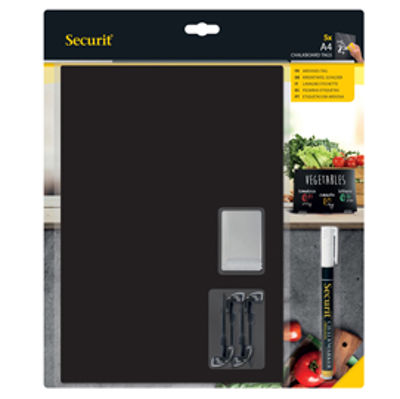 Immagine di Tag - 21 x 29,7 cm (A4) - nero - Securit - set 5 pezzi [TAG-A4-WT]