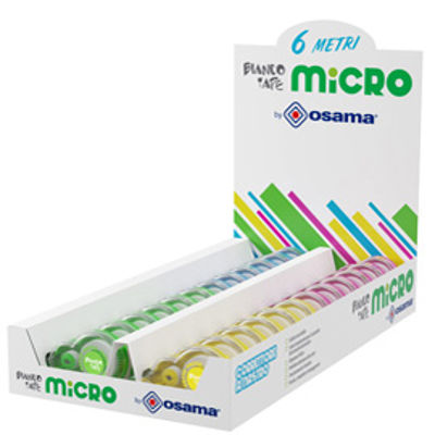 Immagine di Bianco Tape Micro - colori assortiti - Osama - espositore 24 correttori [OW 10165]