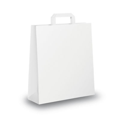 Immagine di Shopper - maniglia piattina - 26 x 11 x 34,5 cm - carta kraft - bianco - Mainetti Bags - conf. 300 pezzi [001680]