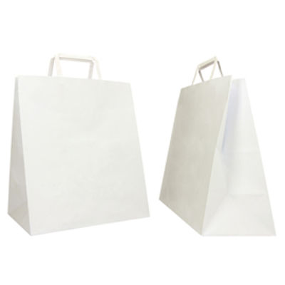 Immagine di Shopper Flat Large - carta kraft - 28x17x32 cm - bianco - Mainetti Bags - scatola 250 pezzi [072604]