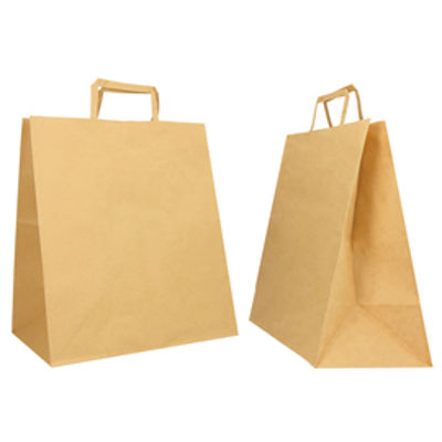 Immagine di Shopper Flat Large - carta kraft - 28x17x32 cm - avana - Mainetti Bags - scatola 250 pezzi [072611]