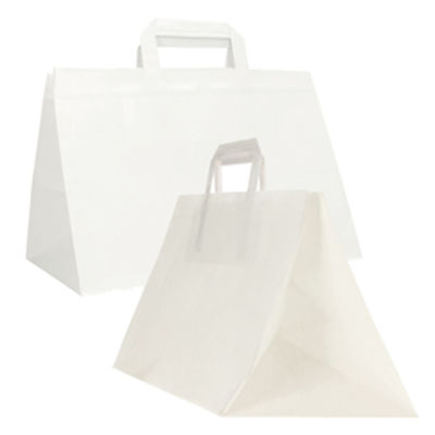 Immagine di Shopper Flat XLarge - carta kraft - 32x22x24 cm - bianco - Mainetti Bags - scatola 200 pezzi [072512]