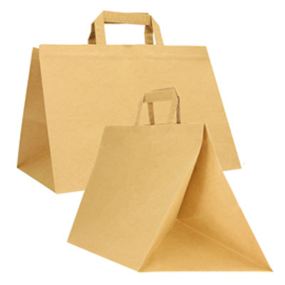 Immagine di Shopper Flat XLarge - carta kraft - 32x22x24 cm - avana - Mainetti Bags - scatola 200 pezzi [072529]