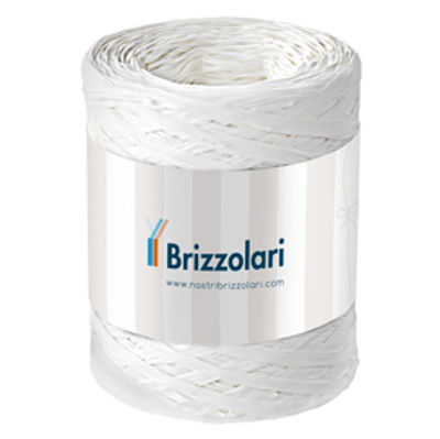 Immagine di Nastro Rafia sintetica - bianco 01 - 5mmx200mt - Brizzolari [01003701]