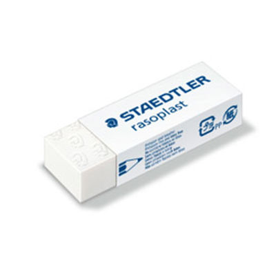 Immagine di Gomma Rasoplast - 63x13x23 mm - bianco per matita - Staedtler - box 20 pezzi [526B20]