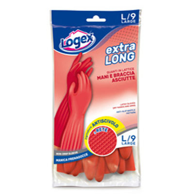 Immagine di Guanti in lattice Extralong - taglia L - rosso - Logex Professional [3549LXL]