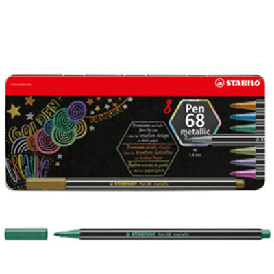 Immagine di STABILO Pen 68 metallic scatola metallo da 8 colori ass [6808/8-32]