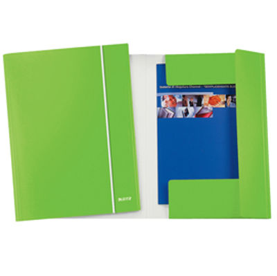 Immagine di Cartella con elastico WOW - cartoncino plastificato - 3 lembi - 25x35 cm - verde lime - Leitz [39830054]