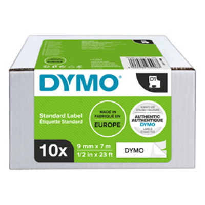 Immagine di Nastri Dymo D1 - 9 mm x 7 mt - nero/bianco - Dymo - value pack 10 pezzi [2093096]