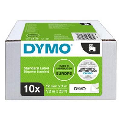 Immagine di Nastri Dymo D1 - 12 mm x 7 mt - nero/bianco - Dymo - value pack 10 pezzi [2093097]