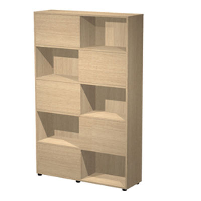 Immagine di Libreria bassa Tetris a 5  ripiani ante scorrevoli - 120x35x191 cm - rovere/rovere - Artexport [17060/CC]