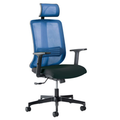 Immagine di Poltrona ergonomica semidirezionale Vertigo - con poggiatesta - blu/nero - Unisit [VRAPGM/BR2D/SB]