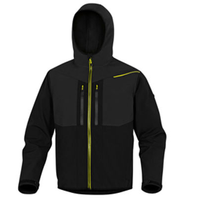 Immagine di Giacca Softshell Horten - tessuto Softshell/poliestere/elastan - con cappuccio - taglia M - nero/giallo - Deltaplus [HORT2NJTM]