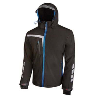 Immagine di Giacca da lavoro SoftShell Quick - nero/blu - taglia L - U-Power [PE114BC-L]