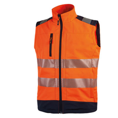 Immagine di Gillete alta visibiltà Softshell Dany - arancio fluo - taglia L - U-Power [HL173OF-L]