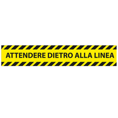 Immagine di Conf. 5 adesivi da terra L45xH8cm "ATTENDERE DIETRO LA LINEA" [1605065]