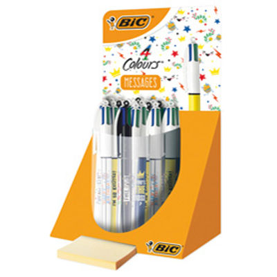 Immagine di Penne a sfera 4 Colors - Messages - fantasie assortite - Bic - expo 30 pezzi [9649041]