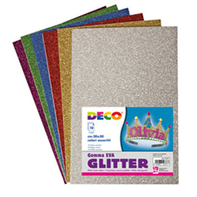 Immagine di Gomma Crepp Glitter - 20x30 cm - colori assortiti - CWR - busta 10 fogli [12377]