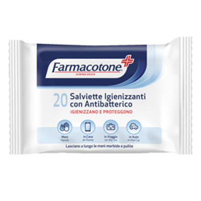 Immagine di Salviette igienizzanti con antibatterico - Farmacotone - busta da 20 pezzi [3590FC]