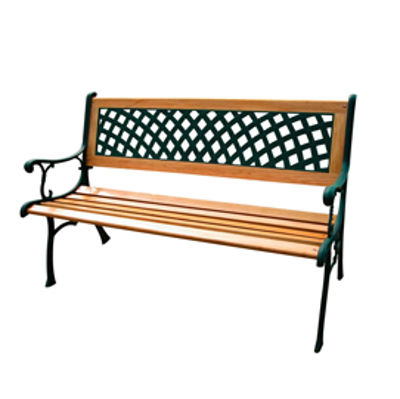 Immagine di Panca da giardino Rombo - in ghisa e legno - 74 x 52 x 125 cm - Garden Friend [P1283001]