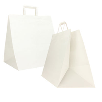 Immagine di Shoppers Flat maxi - in carta kraft - 36 x 30 x 36 cm - bianco - Mainetti Bags - scatola 150 pezzi [087417]