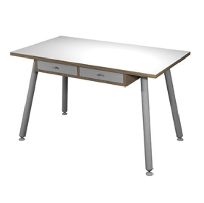 Immagine di Postazione Home-Office - con sottopiano - gambe in metallo -120 x 60 x H 74,4 cm - bianco / rovere - Artexport [206-DJB-3C-AM]