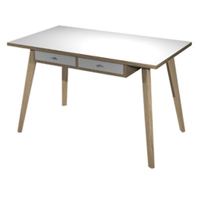 Immagine di Postazione Home-Office - con sottopiano - gambe in legno -120 x 60 x H 74,4 cm - bianco / rovere - Artexport [206-DKB-3C-AQ]