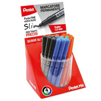 Immagine di Marcatore Permanente Pen Slim - colori assortiti - Pentel - expo 12 pezzi [0022112]