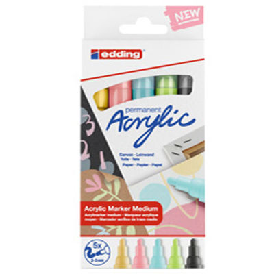 Immagine di Marcatore acrilico 5100 Medium Pastel - colori assortiti - Edding - conf. 5 pezzi [4-5100-5-099]