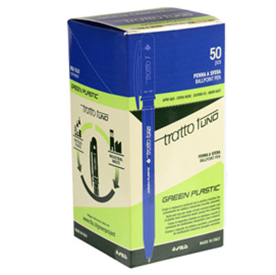 Immagine di Penna sfera Tratto Uno Green - punta media 1 mm - blu - Tratto - conf. 50 pezzi [F838301]