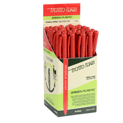 Immagine di Penna sfera Tratto Uno Green - punta media 1 mm - rosso - Tratto - conf. 50 pezzi [F838302]