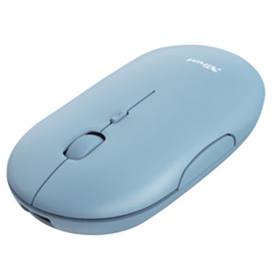 Immagine di Mouse Puck - ultrasottile - wireless - ricaricabile - azzurro - Trust [24126]