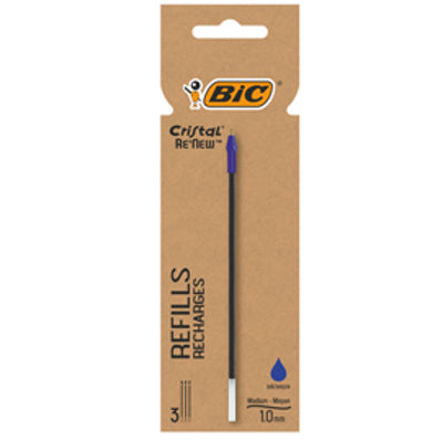 Immagine di Refill sfera Cristal  Re'New - punta 1 mm - blu -  BIC  - blister 3 pezzi [503838]