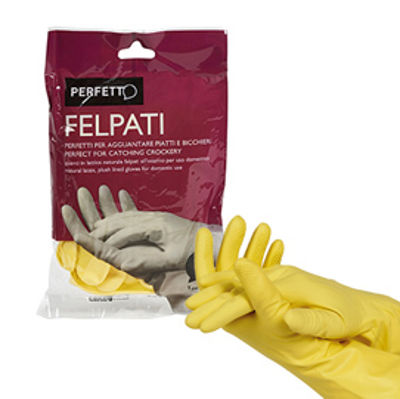 Immagine di Guanti in lattice - felpati - taglia S/6 - giallo - Perfetto - blister 2 pezzi [0399A]