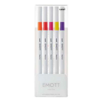 Immagine di Fineliner Emott - tratto 0.4 mm - colori assortiti passion - Uni Mitsubishi - conf. 5 pezzi [M PEM-SY 5C 2]