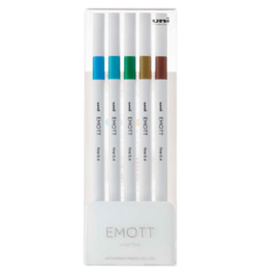 Immagine di Fineliner Emott - tratto 0.4 mm - colori assortiti island - Uni Mitsubishi - conf. 5 pezzi [M PEM-SY 5C 4]