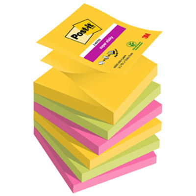 Immagine di Blocco foglietti Super Sticky Z-Notes - R330-6SS-CARN - 76 x 76 mm - 90 fogli - colori asssortiti -  Post-it  - conf. 6 pezzi [7100263205]