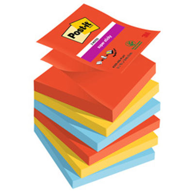 Immagine di Blocco Post it  Super Sticky Z Notes - R330-6SS-PLAY - 76 x 76 mm - 90 fogli - colori playful - Post it  - conf. 6 pezzi [7100258797]