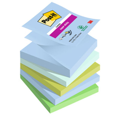 Immagine di Blocco Post it  Super Sticky Z Notes - R330-5SS-OAS - 76 x 76 mm - 90 fogli - colori Oasis - Post it  - conf. 5 pezzi [7100258791]