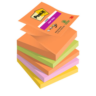 Immagine di Blocco Post it  Super Sticky Z Notes - R330-5SS-BOOS - 76 x 76 mm - 90 fogli - colori Boost - Post it  - conf. 5 pezzi [7100258789]