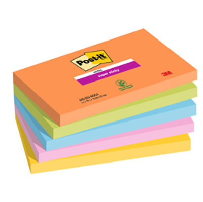 Immagine di Blocco Post it  Super Sticky -  654-5SS-OAS - 76 x 127  mm - 90 fogli - colori Boost - Post it  - conf. 5 pezzi [7100258793]