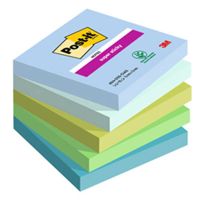 Immagine di Blocco Post it  Super Sticky - 654-5SS-OAS - 76 x 76 mm - 90 fogli - colori Oasis - Post it  - conf. 5 pezzi [7100258898]