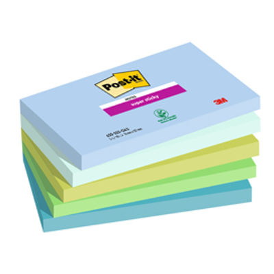 Immagine di Blocco Post it  Super Sticky - 655-5SS- OAS - 76 x 127  mm - 90 fogli - colori Oasis -  Post it  - conf. 5 pezzi [7100258790]